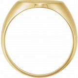 18K Yellow 22x20 mm Oval Signet Ring photo 2