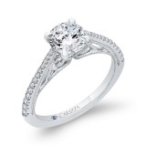 Shah Luxury 14K White Gold Round Diamond Engagement Ring (Semi-Mount) photo 2