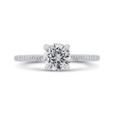 Shah Luxury 14K White Gold Round Diamond Engagement Ring (Semi-Mount) photo