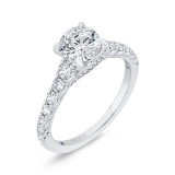 Shah Luxury 14K White Gold Round Diamond Solitaire Plus Engagement Ring with Milgrain (Semi-Mount) photo 2