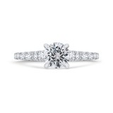 Shah Luxury 14K White Gold Round Diamond Solitaire Plus Engagement Ring with Milgrain (Semi-Mount) photo