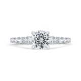 Shah Luxury 14K White Gold Round Diamond Solitaire Plus Engagement Ring with Milgrain (Semi-Mount) photo