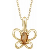 14K Yellow 4x3 mm Oval November Youth Butterfly Birthstone 15 Necklace photo