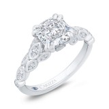 Shah Luxury 14K White Gold Cushion Diamond Engagement Ring with Bezel Set (Semi-Mount) photo 2