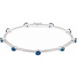 14K White Sapphire & 3/4 CTW Diamond Line Bracelet photo