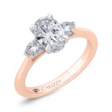 Shah Luxury 14K Two Tone Gold Three Stone Round Diamond Engagement Ring photo 2