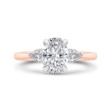 Shah Luxury 14K Two Tone Gold Three Stone Round Diamond Engagement Ring photo