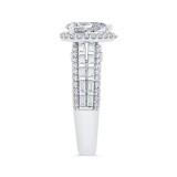 Shah Luxury 14K White Gold Four Row Pear Diamond Halo Engagement Ring (Semi-Mount) photo 3