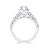 Shah Luxury 14K White Gold Four Row Pear Diamond Halo Engagement Ring (Semi-Mount) photo 4