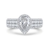 Shah Luxury 14K White Gold Four Row Pear Diamond Halo Engagement Ring (Semi-Mount) photo
