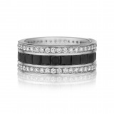 Henri Daussi 9mm Men's Wedding Band  Platinum White B 4.05 Ctw., W 1.15 Ctw. Black Diamond, White Diamond photo 2