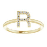 14K Yellow .08 CTW Diamond Initial R Ring photo 3