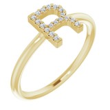 14K Yellow .08 CTW Diamond Initial R Ring photo