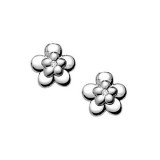 Sterling Silver Diamond Flower earrings photo