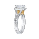 Shah Luxury 14K Two-Tone Gold Emerald Diamond Halo Vintage Engagement Ring with Split Shank (Semi-Mount) photo 3