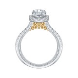 Shah Luxury 14K Two-Tone Gold Emerald Diamond Halo Vintage Engagement Ring with Split Shank (Semi-Mount) photo 4