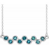 14K White Aquamarine Bezel-Set Bar 16-18 Necklace photo