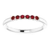 14K White Mozambique Garnet Stackable Ring photo 3