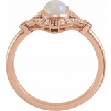 14K Rose Cabochon Ethiopian Opal, Pink Sapphire & .06 CTW Diamond Ring photo 2