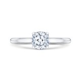 Shah Luxury 14K White Gold Cushion Cut Diamond Solitaire Engagement Ring (Semi-Mount) photo