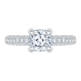 Shah Luxury 14K White Gold Cushion Diamond Engagement Ring (Semi-Mount) photo