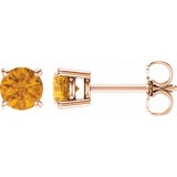 14K Rose 5 mm Round Citrine Earrings photo