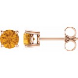 14K Rose 5 mm Round Citrine Earrings photo