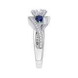 Shah Luxury 14K White Gold Oval Diamond Engagement Ring with Sapphire (Semi-Mount) photo 2