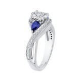 Shah Luxury 14K White Gold Oval Diamond Engagement Ring with Sapphire (Semi-Mount) photo 3