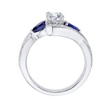Shah Luxury 14K White Gold Oval Diamond Engagement Ring with Sapphire (Semi-Mount) photo 4