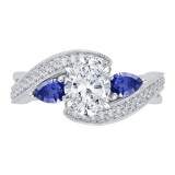 Shah Luxury 14K White Gold Oval Diamond Engagement Ring with Sapphire (Semi-Mount) photo