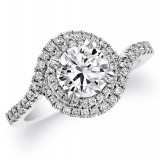 18k White Gold Halo Swirl Diamond Semi Mount Engagement Ring photo