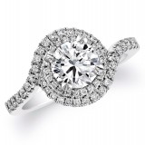 18k White Gold Halo Swirl Diamond Semi Mount Engagement Ring photo