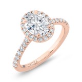 Shah Luxury 14K Rose Gold Oval Cut Diamond Halo Engagement Ring (Semi-Mount) photo 2