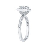 Shah Luxury 14K White Gold Princess Diamond Halo Engagement Ring with Euro Shank (Semi-Mount) photo 3