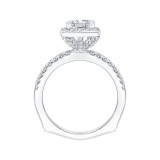 Shah Luxury 14K White Gold Princess Diamond Halo Engagement Ring with Euro Shank (Semi-Mount) photo 4
