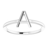 14K White Initial A Ring photo 3
