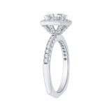 Shah Luxury 14K White Gold Cushion Diamond Halo Engagement Ring with Euro Shank (Semi-Mount) photo 3