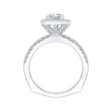 Shah Luxury 14K White Gold Cushion Diamond Halo Engagement Ring with Euro Shank (Semi-Mount) photo 4