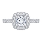 Shah Luxury 14K White Gold Cushion Diamond Halo Engagement Ring with Euro Shank (Semi-Mount) photo