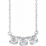 14K White 1 CTW Diamond Three-Stone Curved Bar 16 Necklace photo