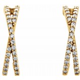 14K Yellow 1/4 CTW Diamond Criss-Cross J-Hoop Earrings photo 2