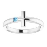 14K White Aquamarine Sideways Cross Ring photo 3