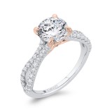 Shah Luxury Round Cut Diamond Engagement Ring with Split Shank In 18K Two-Tone Gold (Semi-Mount) photo 2