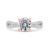 Shah Luxury Round Cut Diamond Engagement Ring with Split Shank In 18K Two-Tone Gold (Semi-Mount) photo