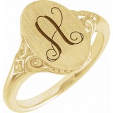 14K Yellow 13x9 mm Oval Signet Ring photo 3