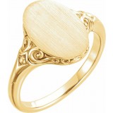 14K Yellow 13x9 mm Oval Signet Ring photo