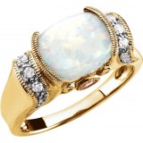 14K Yellow Opal, Pink Tourmaline & 1/6 CTW Diamond Ring photo