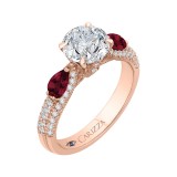 Shah Luxury 14K Rose Gold Round Diamond and Ruby Engagement Ring (Semi-Mount) photo 2