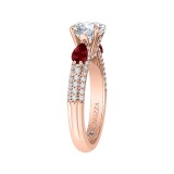 Shah Luxury 14K Rose Gold Round Diamond and Ruby Engagement Ring (Semi-Mount) photo 3